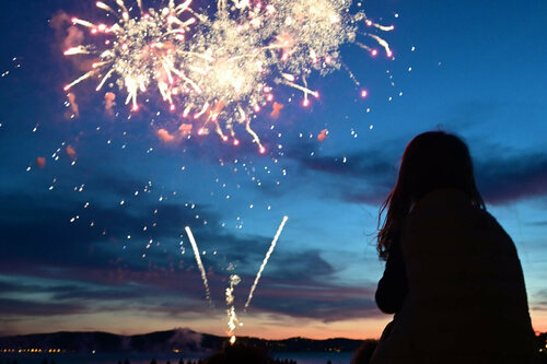 Feu d'artifice et arrivée du Père Noël